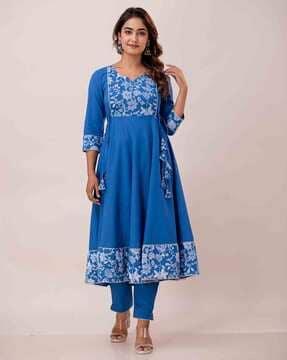 floral print anarkali kurta