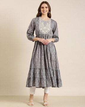 floral print anarkali kurta