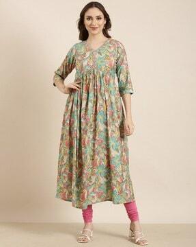 floral print anarkali kurta