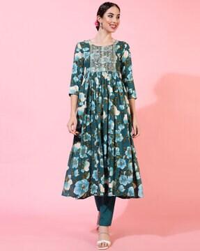 floral print anarkali kurta