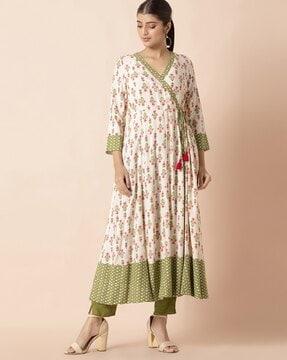 floral print angrakha kurta