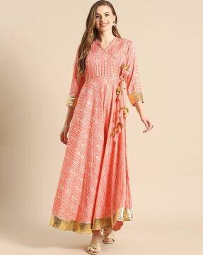 floral print angrakha maxi dress