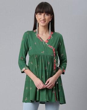 floral print angrakha tunic