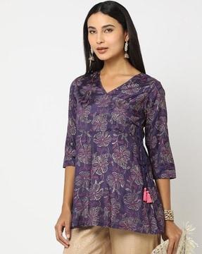 floral print angrakha tunic