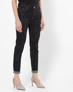 floral print ankle-length skinny jeans