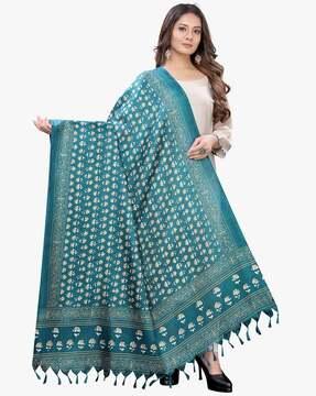 floral print art silk dupatta