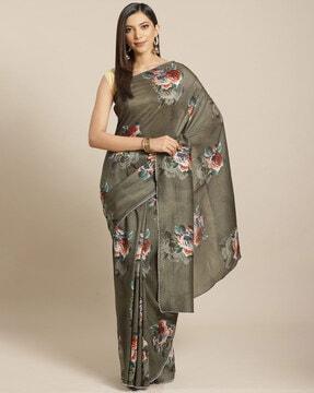 floral print art silk saree