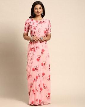 floral print art silk saree