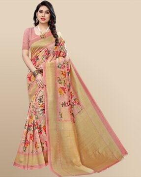 floral print art silk saree