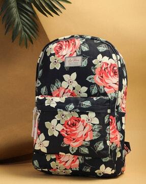 floral print backpack with branding