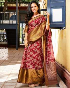 floral print bagh sungudi cotton saree