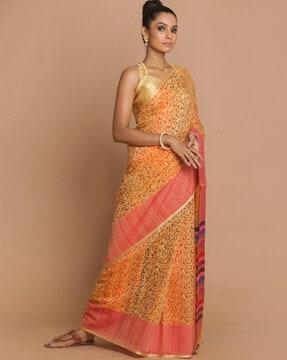 floral print banarasi saree