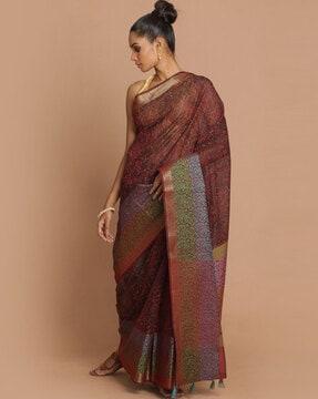 floral print banarasi saree