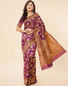 floral print banarasi saree