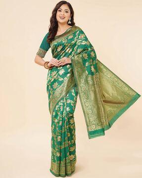 floral print banarasi saree