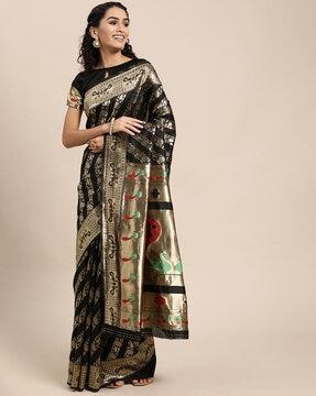 floral print banarasi silk saree