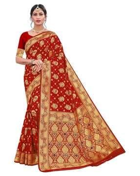 floral print banarasi silk saree