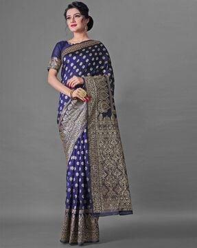 floral print banarasi silk saree