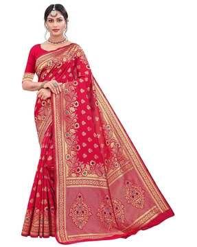 floral print banarasi silk traditional saree