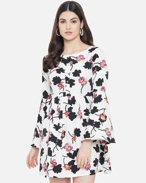 floral print bell sleeve dress