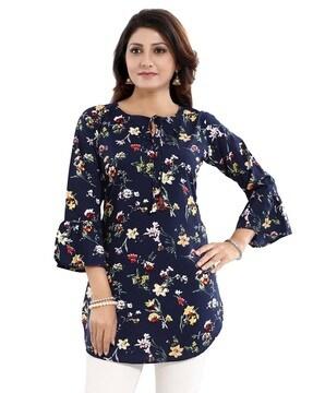 floral print bell sleeves tunic