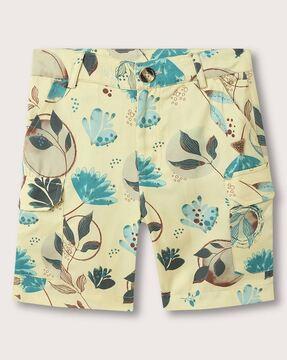 floral print bermudas with flap pockets