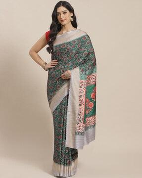 floral print bhagalpuri saree with blouse piece