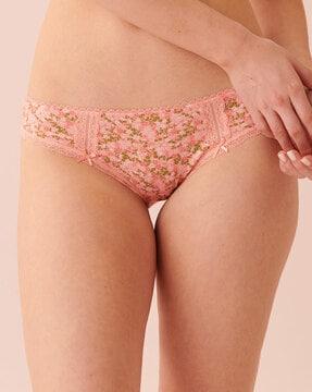 floral print bikini briefs with bow trim