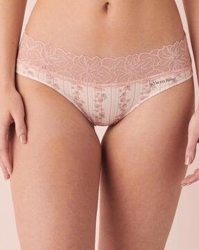 floral print bikini panties with lace detail