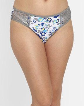 floral print bikini panty with lace details