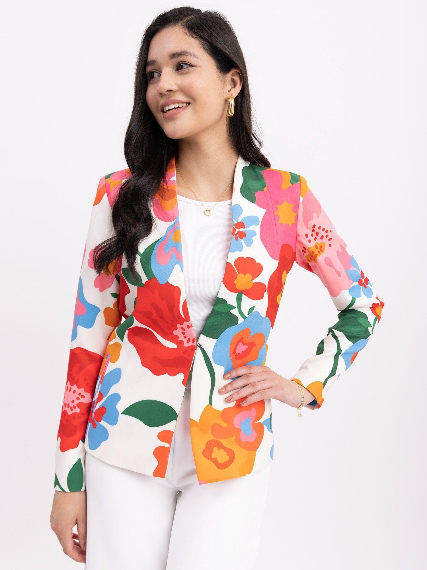 floral print blazer - multicolour