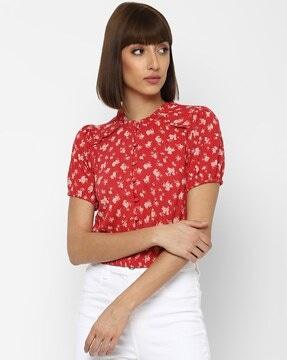 floral print blouson top