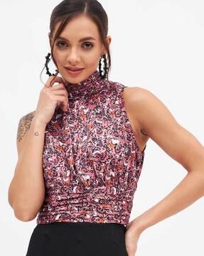 floral print blouson top