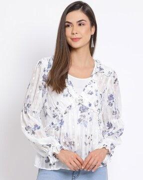 floral print blouson top