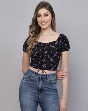 floral print blouson top