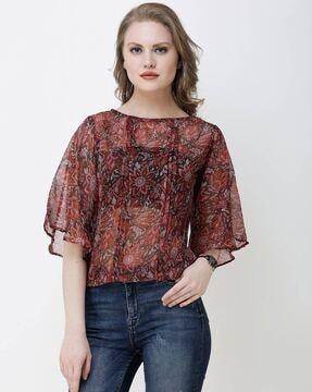 floral print blouson top