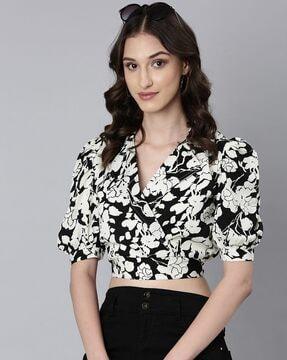 floral print blouson top