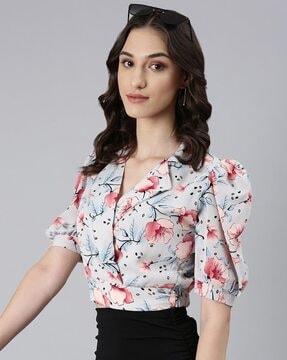 floral print blouson top