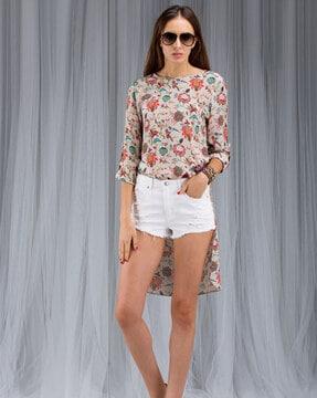 floral print boat-neck tunic