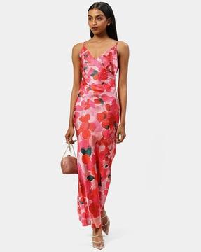 floral print bodycon dress with side slit