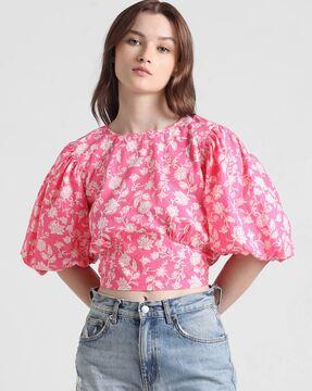 floral print boxy fit top