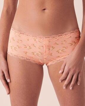 floral print boyshorts with lace hem