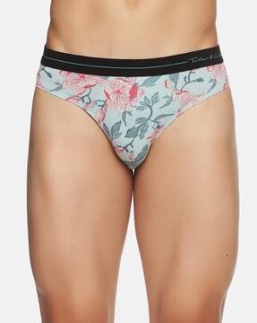 floral print briefs with elasticated waist