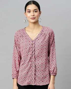 floral print button closure top