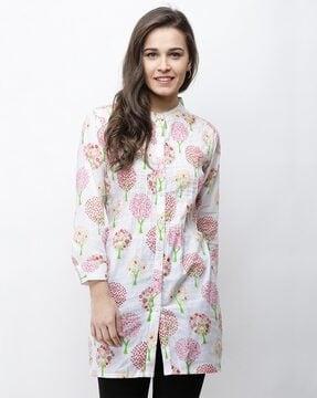 floral print button-closure tunic