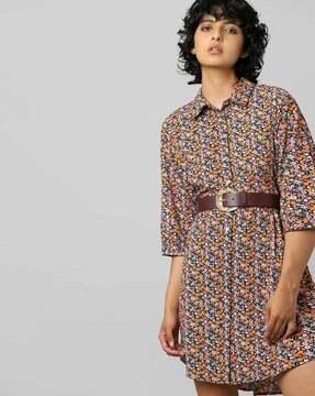 floral print button-down shirt dress