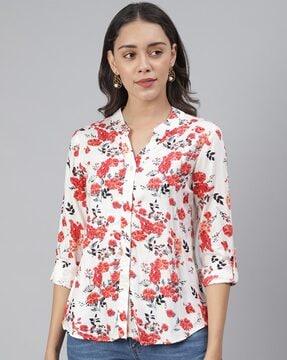 floral print button-down shirt