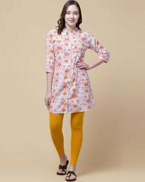 floral print button-front tunic