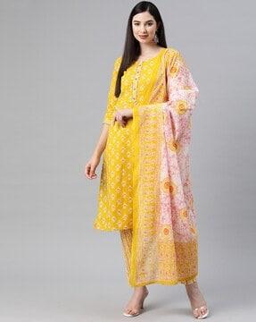 floral print calf-length kurta set