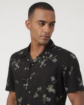 floral print camp collar shirt